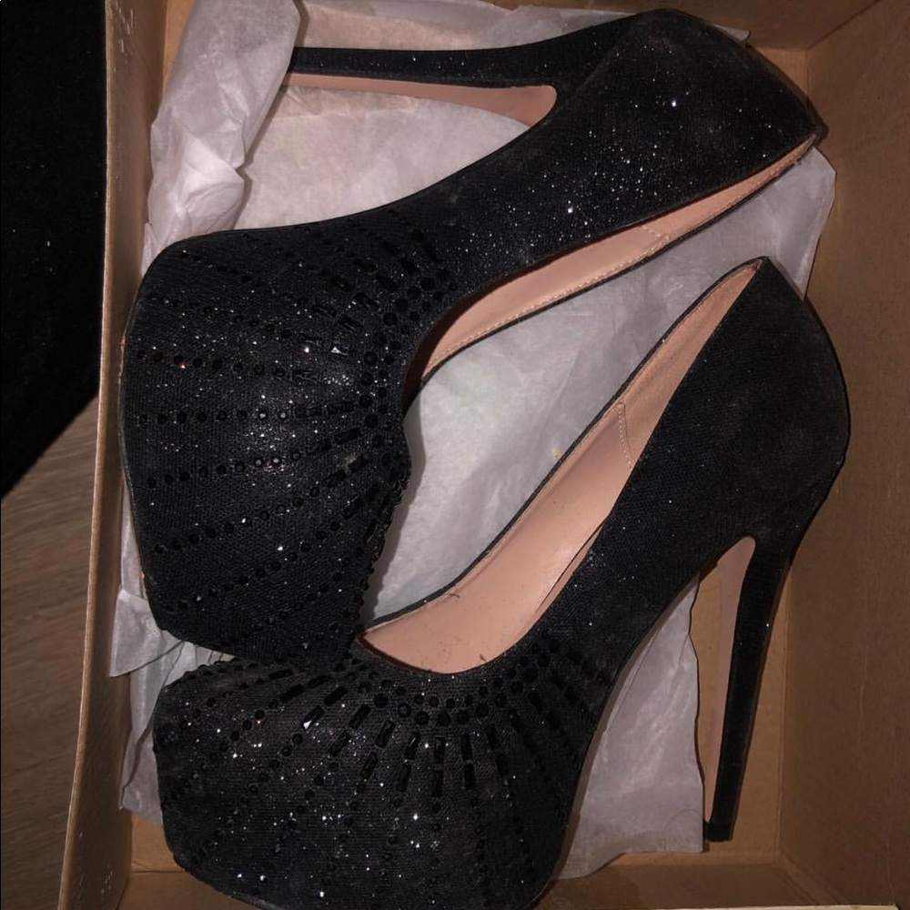 Cathy Jean Black Sparkly Heels